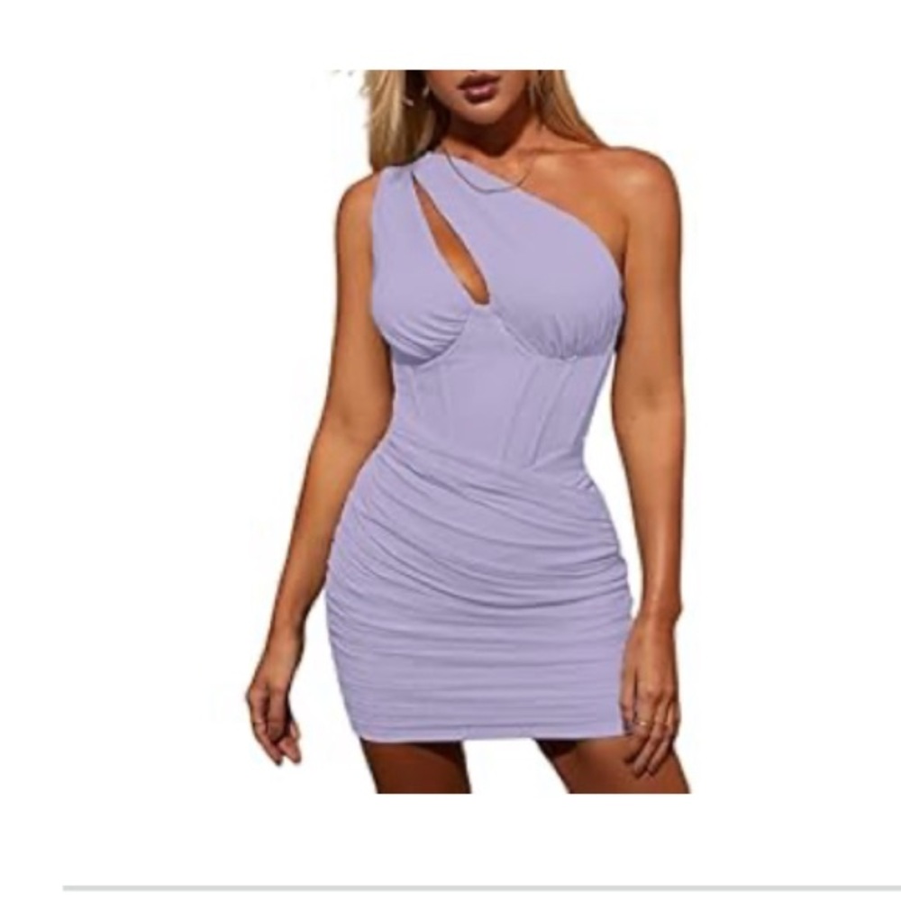 Elegant Lavender One-Shoulder Mini Dress
